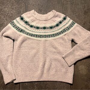 Cotton Emporium Gray Green Fair Isle Woman’s XS Crewneck Sweater